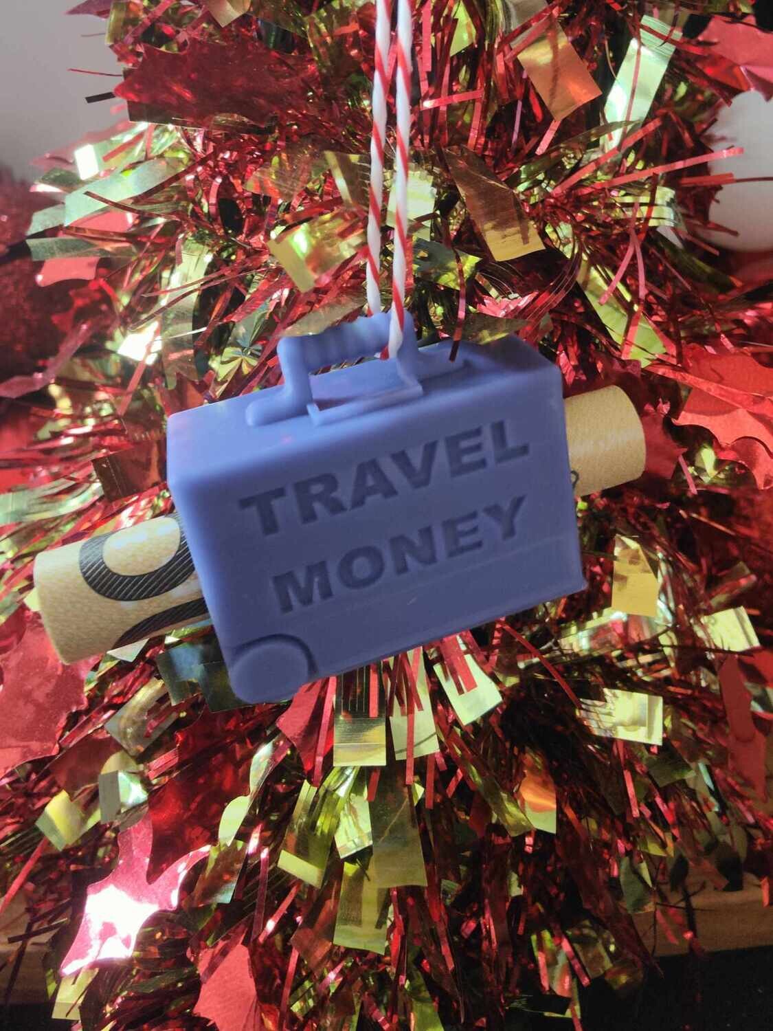 Travel Money Christmas Tree Ornament - purple