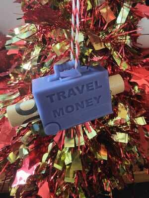 Travel Money Christmas Tree Ornament - purple