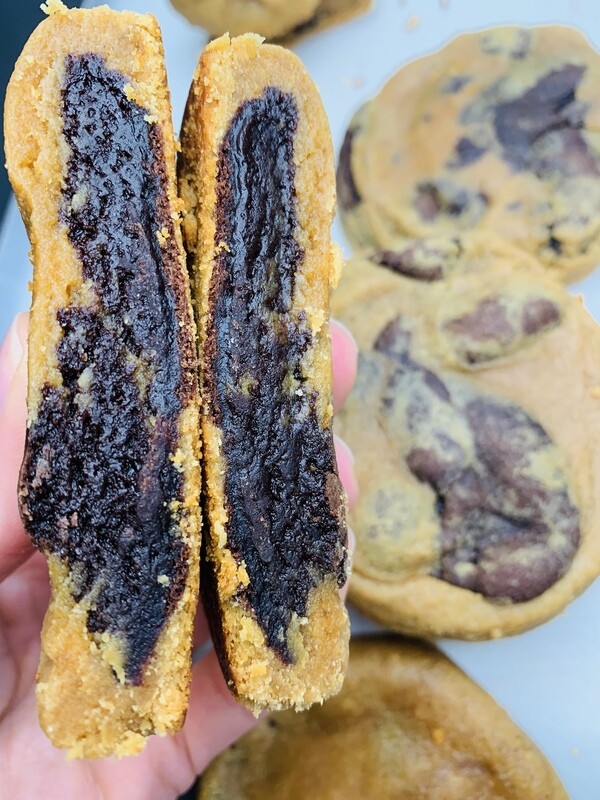 Brownie Swirled Peanut Butter Protein Cookie