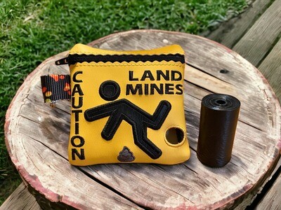 Dog Poop Bag Holder: Caution: Land Mines
