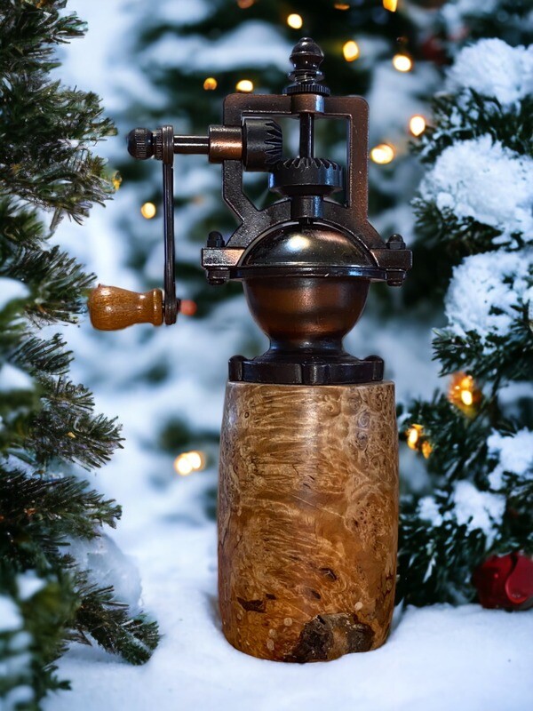 Antique Style Pepper Grinder: Birch Burl