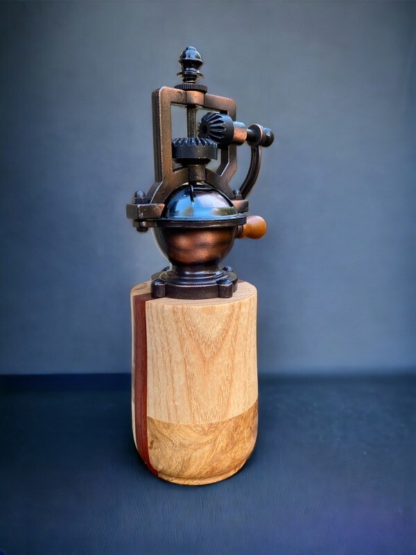 Antique Style Pepper Grinder: Ash, Padauk &amp; European Maple