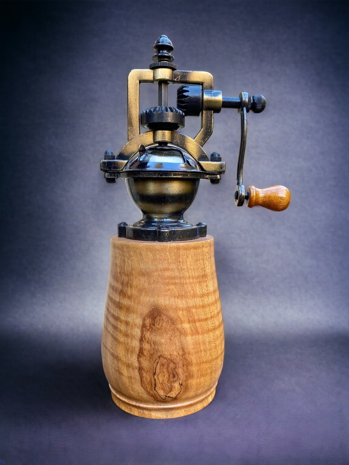 Antique Style Pepper Grinder: Figured Maple