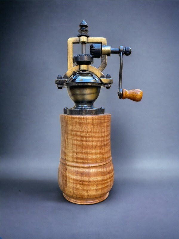 Antique Style Pepper Grinder:  Figured Maple