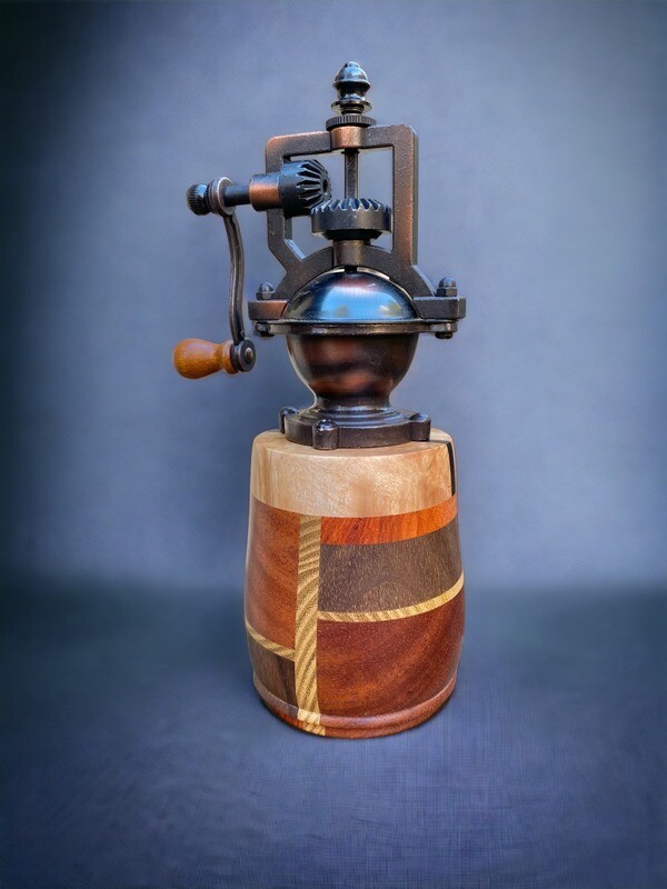 Antique Style Pepper Grinder: Walnut, African Mahogany, Acacia, Maple Burl, Indian Ebony &amp; Narra