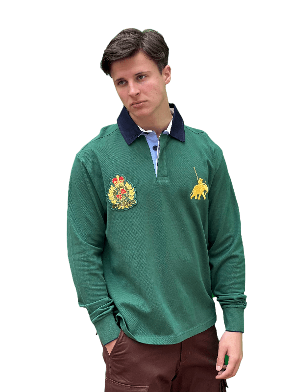 Poloshirt​ Grün Langarm, Piqué Polo Shirt, Fleur d&#39;Héritage
