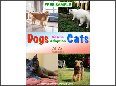 Dogs &amp; Cats - Rescue &amp; Adoption: FREE SAMPLE Digital Booklet - 14 Pages / 16 AI-Art Illustrations