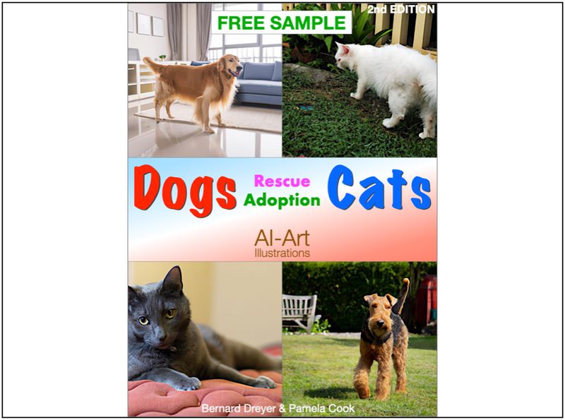 Dogs &amp; Cats - Rescue &amp; Adoption: FREE SAMPLE Digital Booklet - 14 Pages / 16 AI-Art Illustrations