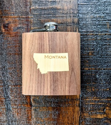 Wood Wrapped Flask - Montana