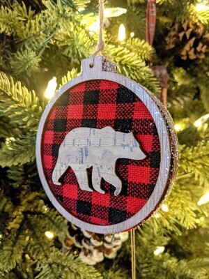 Bear Check & Glitter Ornament
