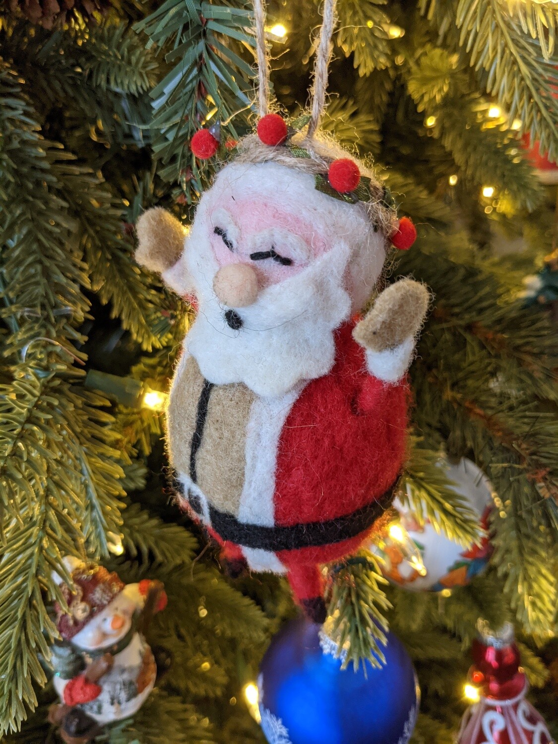 Plush Santa Ornament