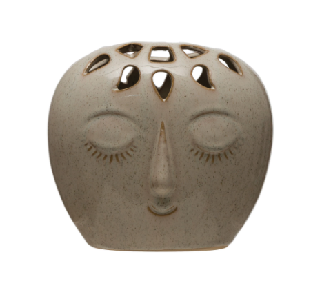 6" H Stoneware Face Vase