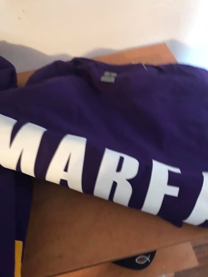 Marfa T-Shirt Purple/White Block Letter
