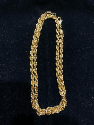 24" 24K Gold Plated 5mm Rope Chain with Lobster Claw Clasp