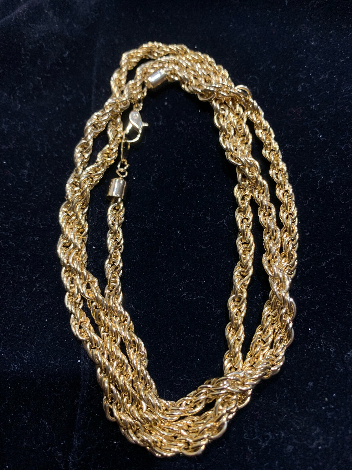 30" 24K Gold Plated 5mm Rope Chain with Lobster Claw Clasp