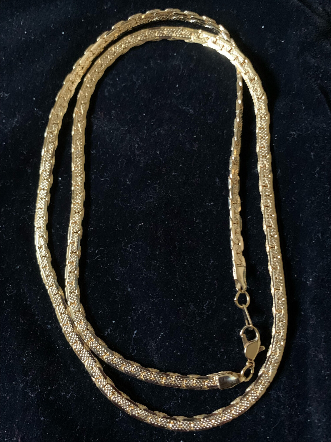 24" 24K Gold Plated 5mm Flat Link Chain with Lobster Claw Clasp
