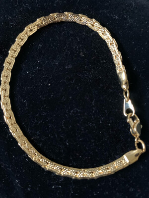 7" 24K Gold Plated 5mm Flat Link Chain with Lobster Claw Clasp
