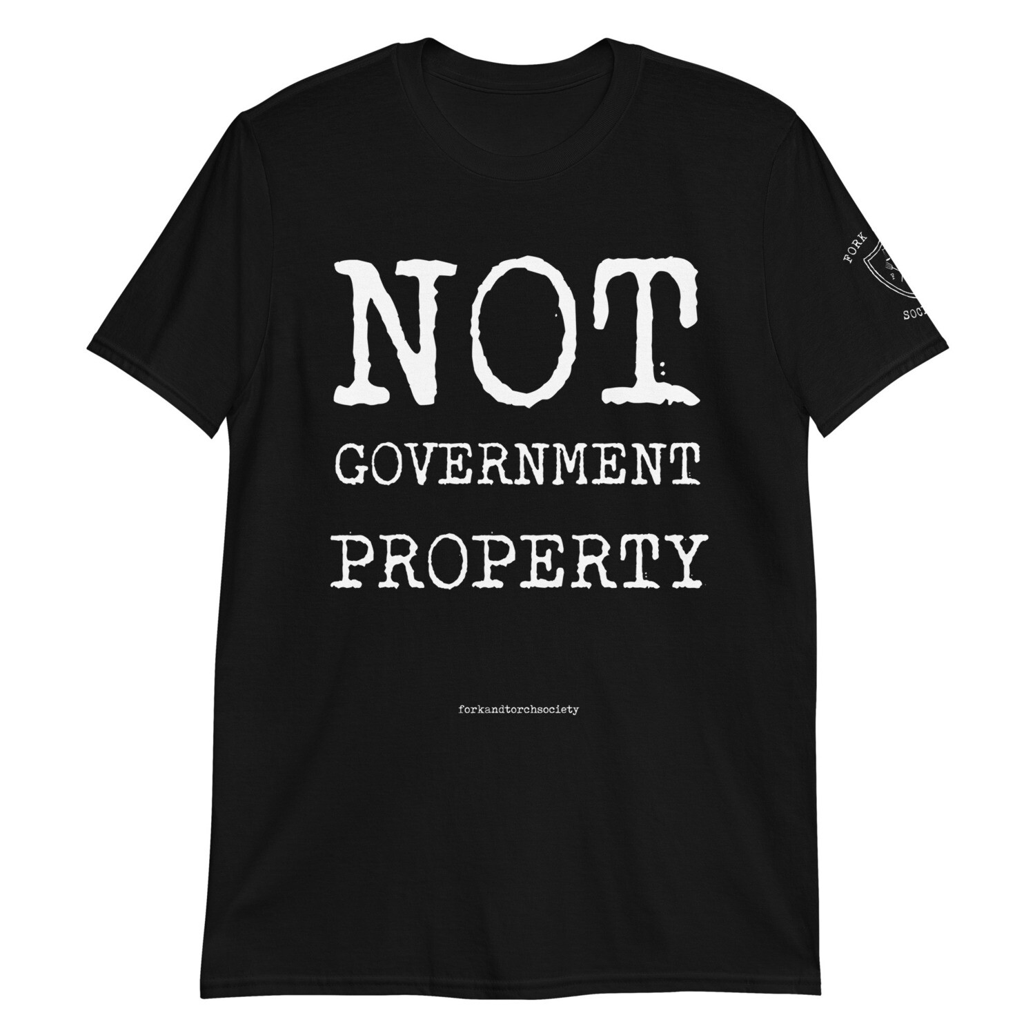 Not Government Property w/ sleeve print white ink