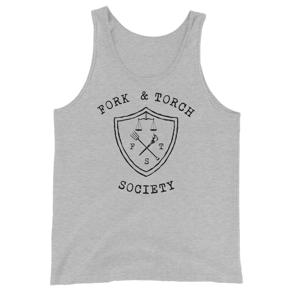 Fork and Torch Scales logo Black Ink
