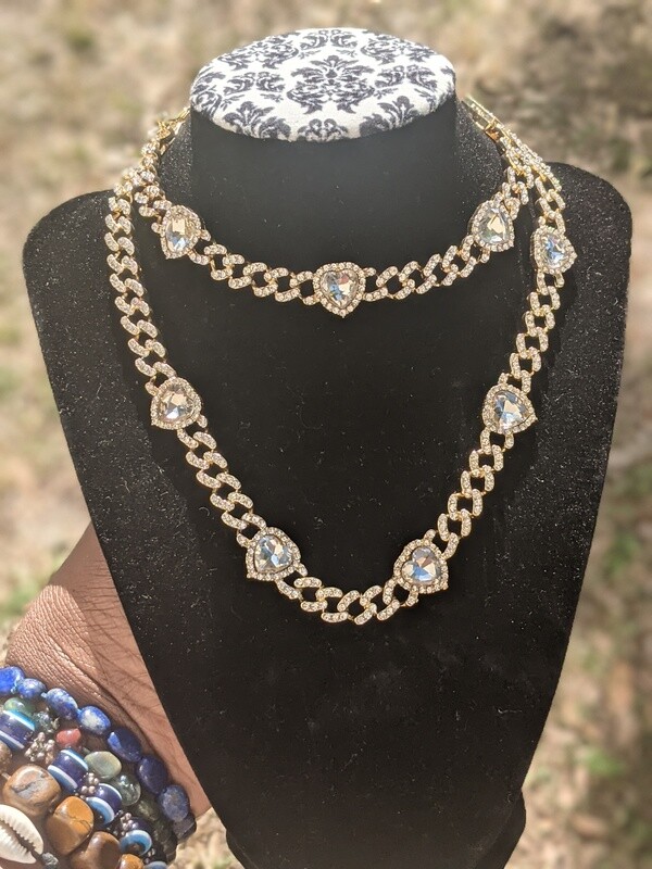 Cuban Link Heart Set
