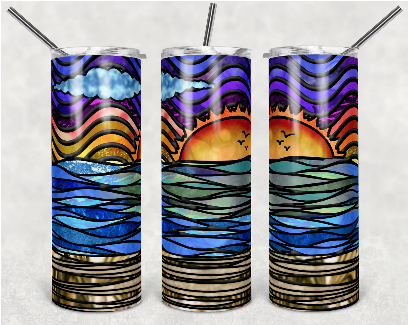 Vale - Stained Glass Ocean Sunset