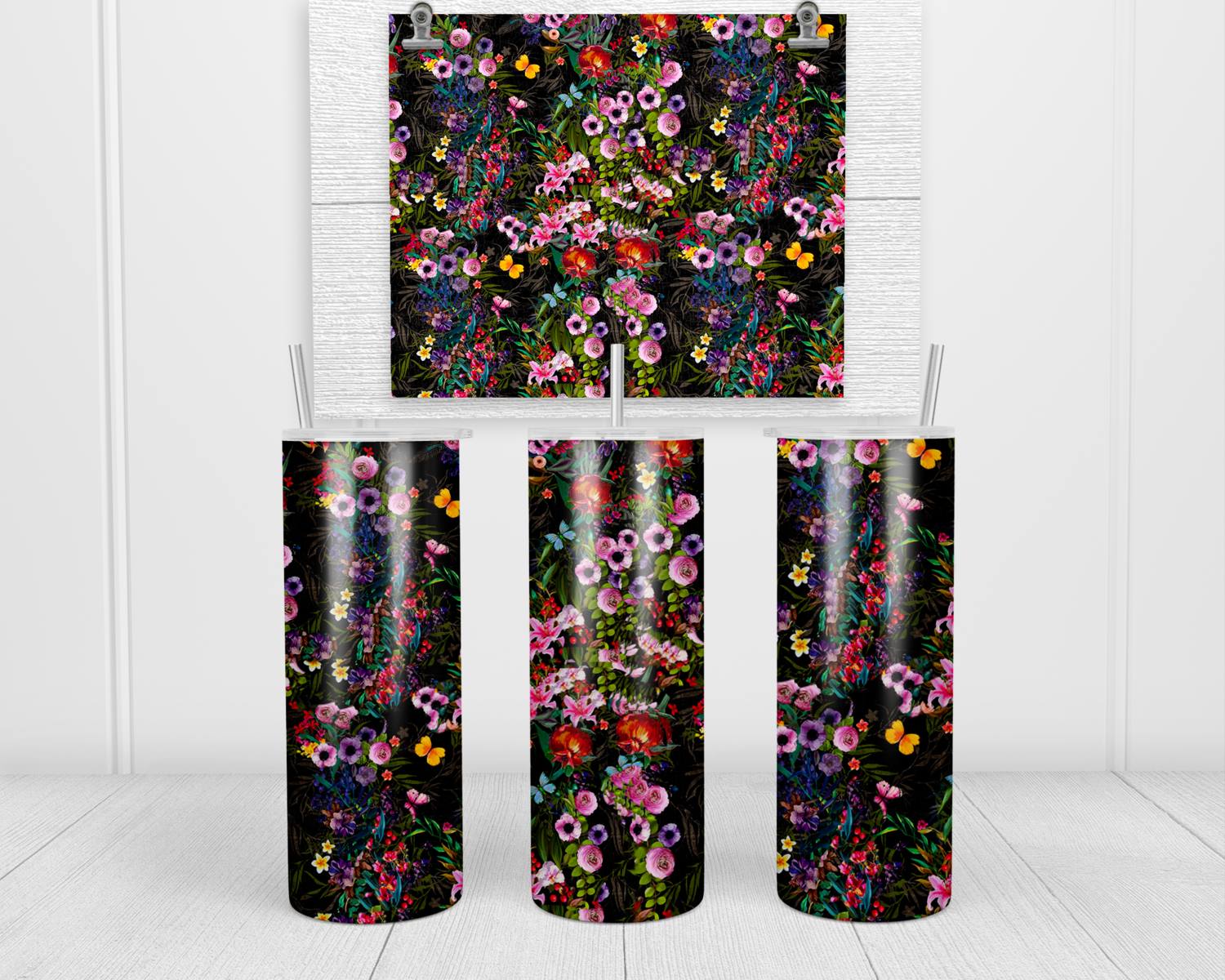 Black with Colorful Flowers
