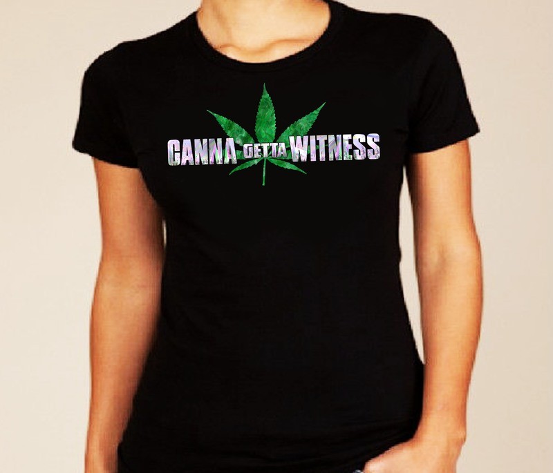 &quot;Canna getta Witness&quot; gemstone womens black tshirt