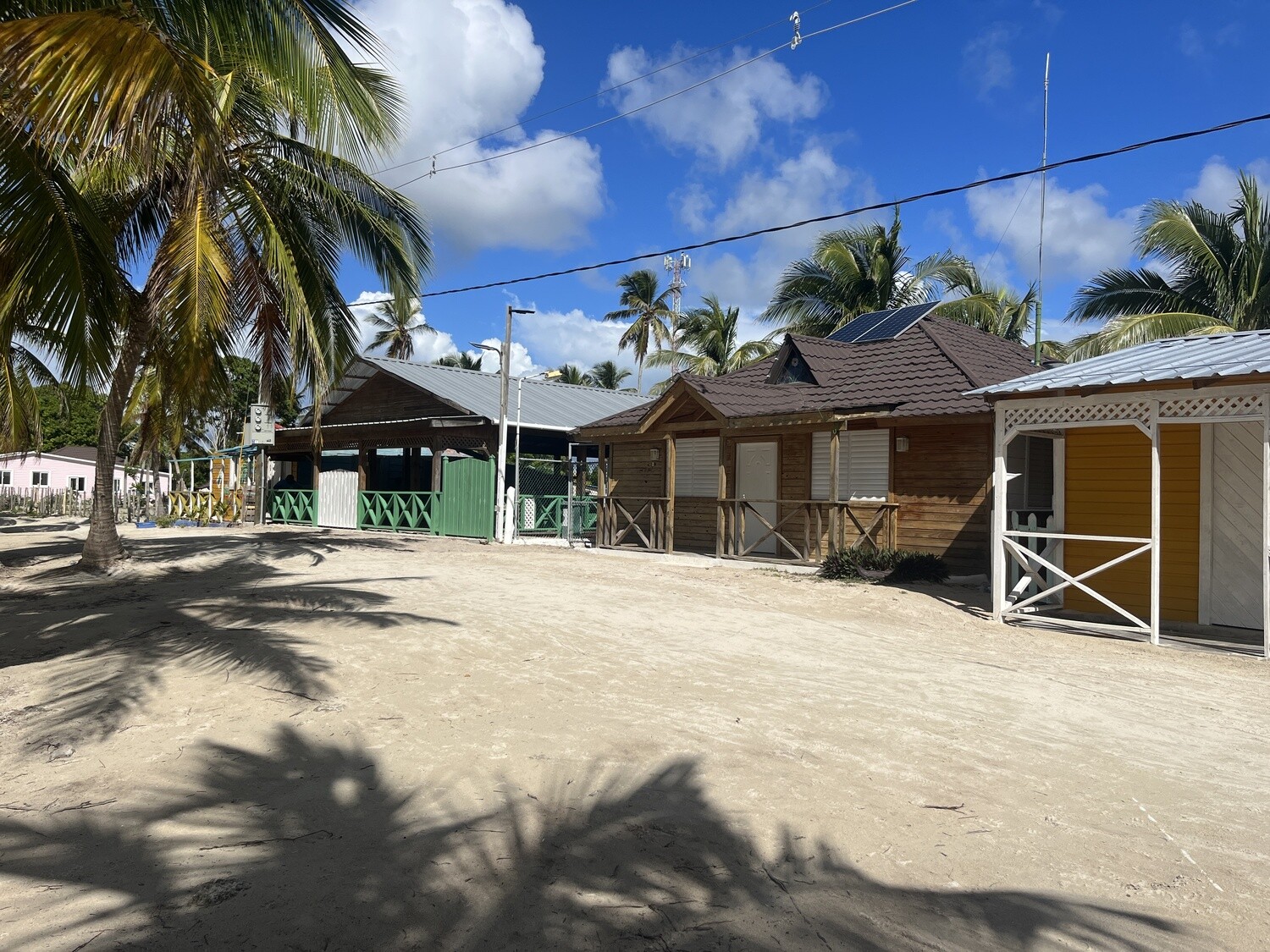 Wooden deck with sun loungers on Saona Island