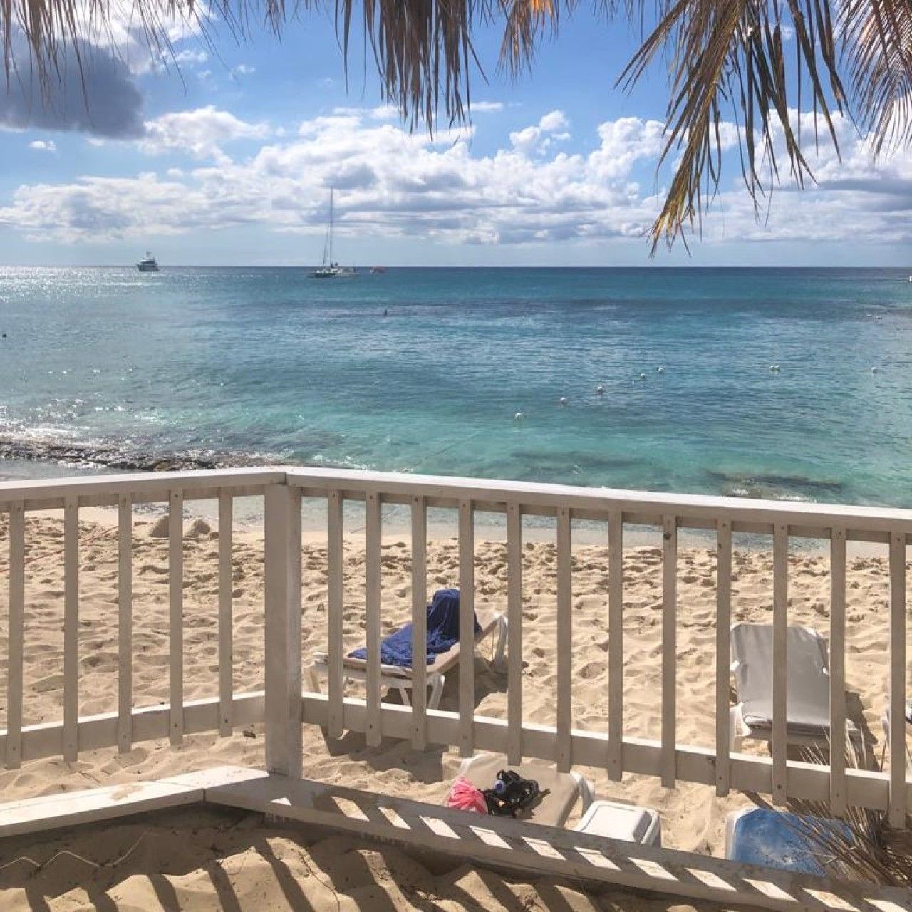 Wooden deck overlooking Catalina beach