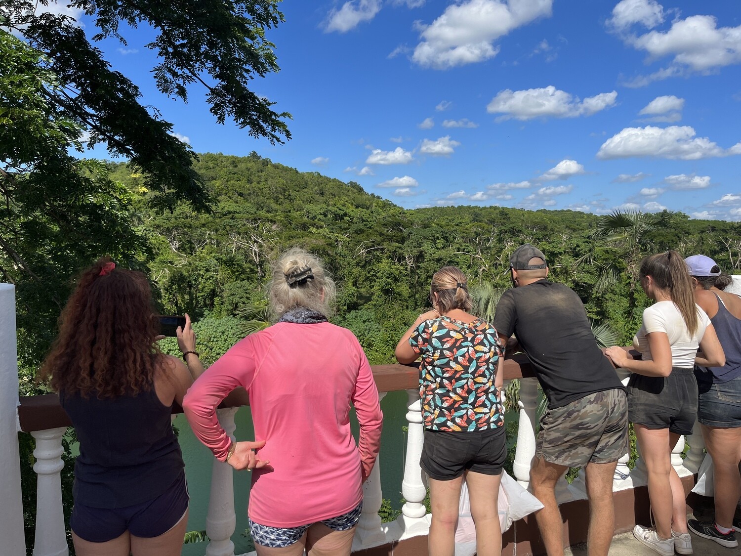 Travelers exploring the green countryside in the Dominican Republic