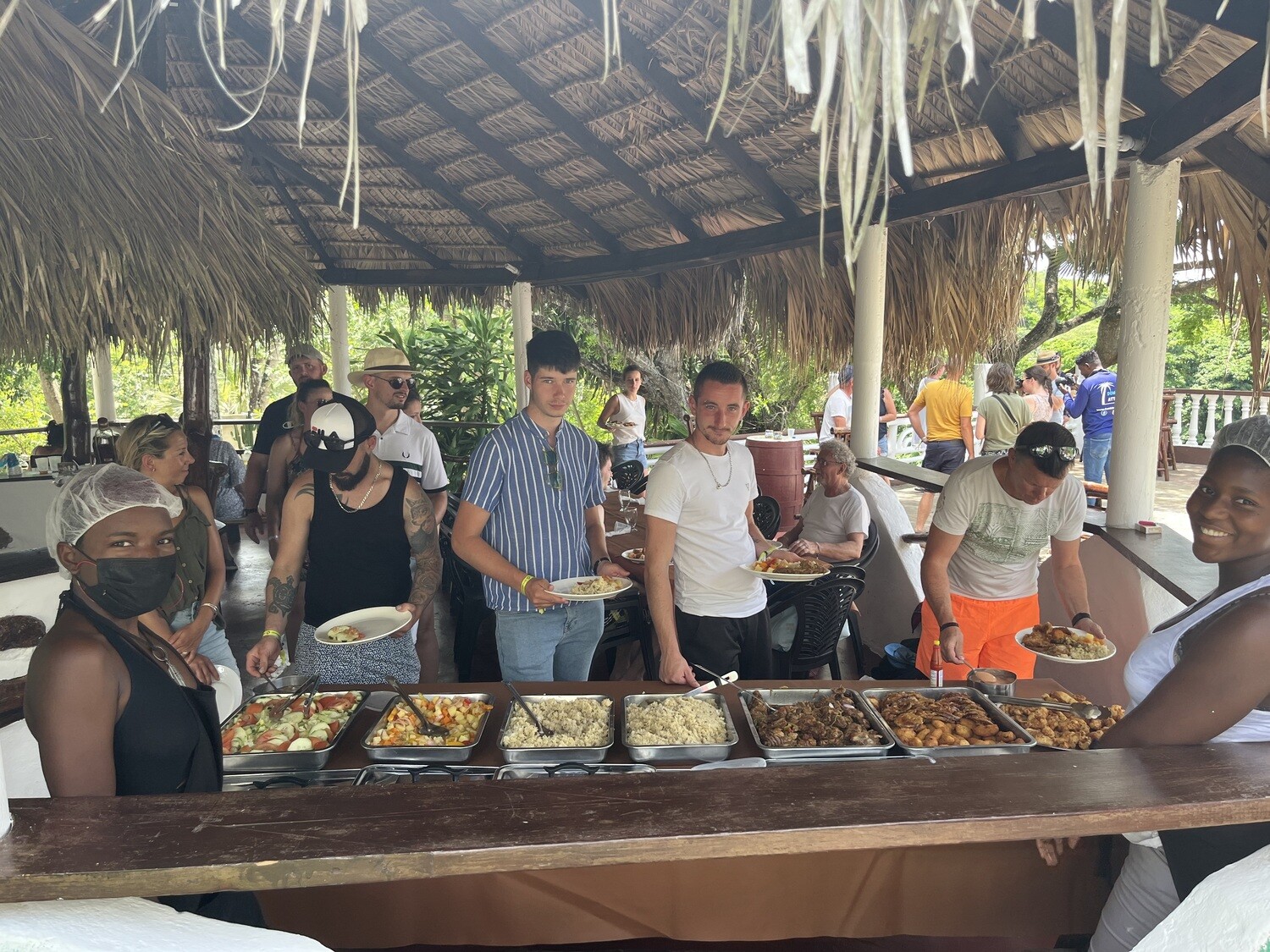 Dominican buffet with traditional dishes during the safari
