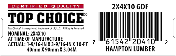 2x4x10 Lowe's Top Choice End Tag - 20410-2
