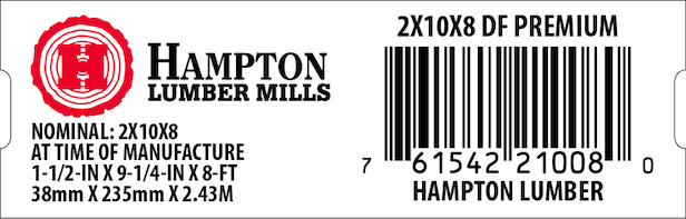 2x10x8 Home Depot End Tag - 21008-0