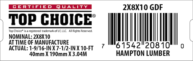 2x8x10 Lowe's Top Choice End Tag - 20810-1