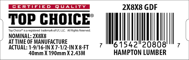 2x8x8 Lowe's Top Choice End Tag - 20808-7