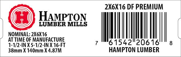 2x6x16 Home Depot End Tag - 20616-8