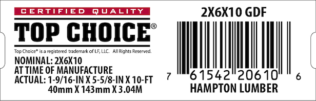 2x6x10 Lowe's Top Choice End Tag - 20610-6
