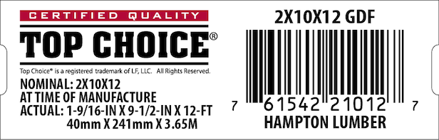 2x10x12 Lowe's Top Choice End Tag - 21012-7