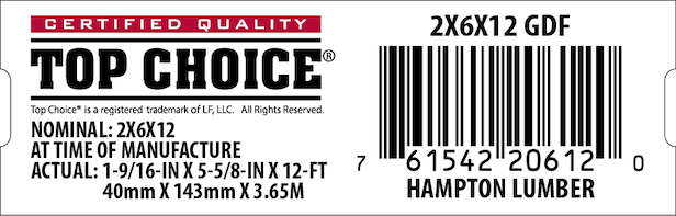2x6x12 Lowe's Top Choice End Tag - 20612-0