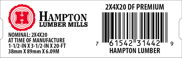 2x4x20 Home Depot End Tag - 31442-9