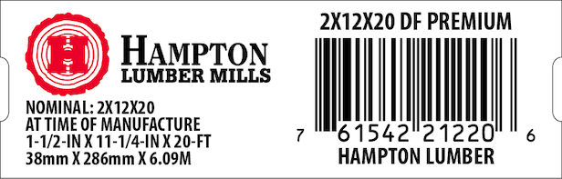 2x12x20 Home Depot End Tag - 21220-6