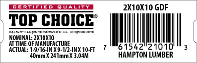 2x10x10 Lowe's Top Choice End Tag - 21010-3