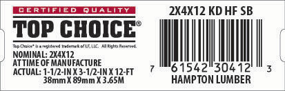 2x4x12 Lowe's Top Choice End Tag - 30412-3