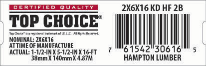 2x6x16 Lowe&#39;s Top Choice End Tag - 30616-5