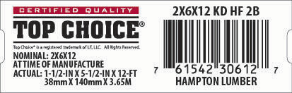 2x6x12 Lowe's Top Choice End Tag - 30612-7