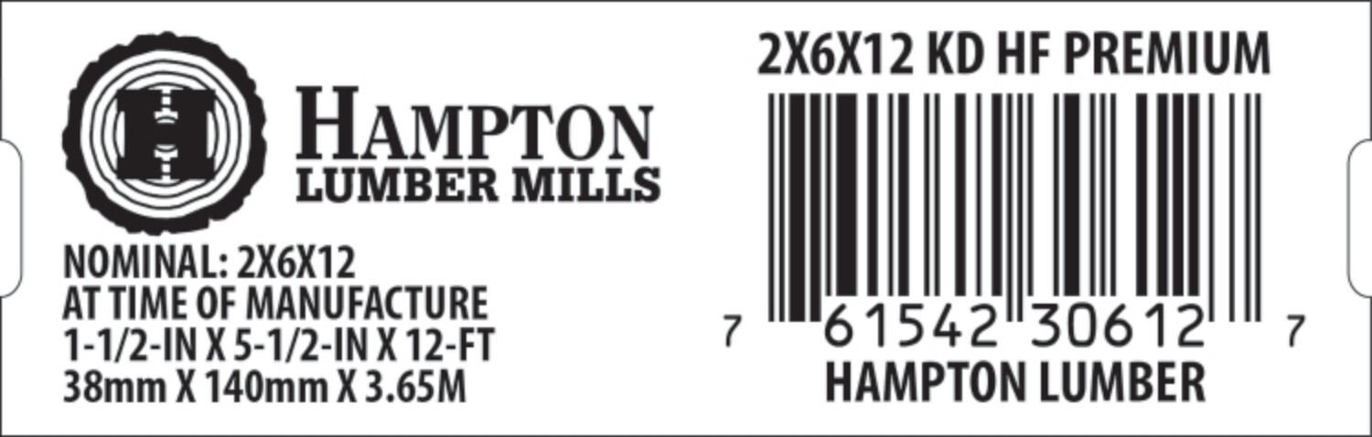 2x6x12 BCH Home Depot End Tag - 30612-7