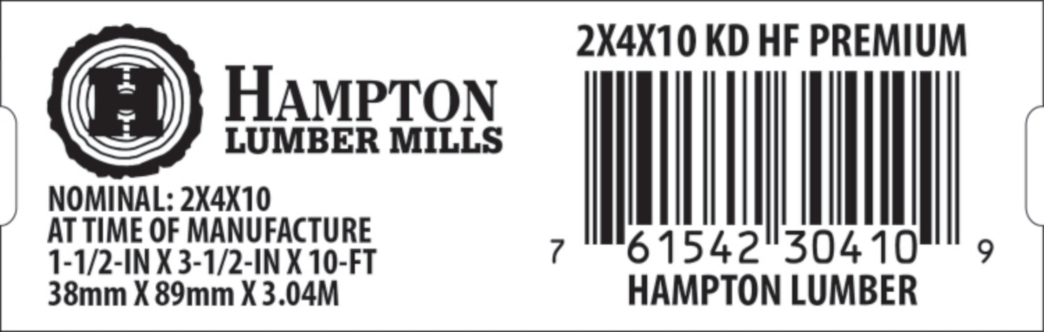 2x4x10 BCH Home Depot End Tag - 30410-9