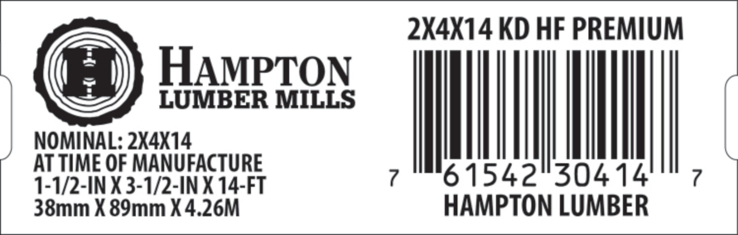 2x4x14 BCH Home Depot End Tag - 30414-7