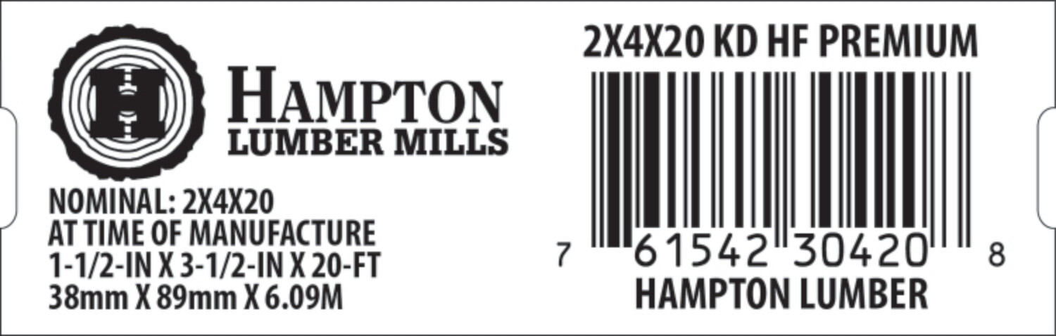 2x4x20 BCH Home Depot End Tag - 30420-8