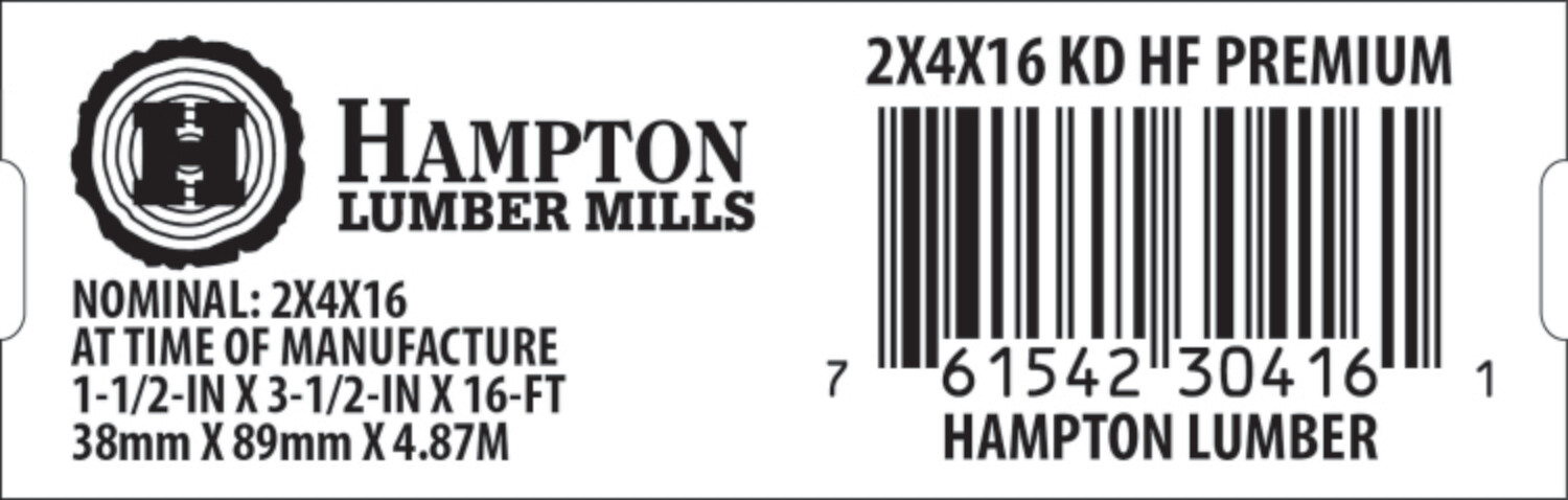 2x4x16 BCH Home Depot End Tag - 30416-1